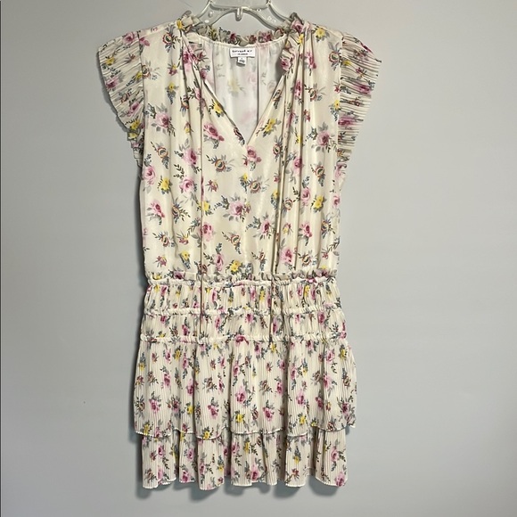 Current Air Anthropologie Cream Floral Ruffle Dress Size Large NWOT - Picture 1 of 7